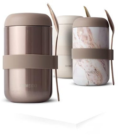 MAMEIDO Thermobehälter für Essen 500ml, Müslibecher to go Edelstahl, Thermobecher Essen auslaufsicher, Ideal für Joghurt, Porridge, Babybrei, Suppen & Eis (Rosé Quartz, 0,5l)