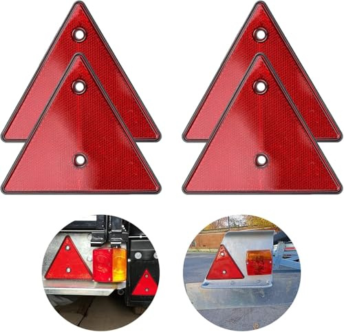 Reflectores Triangulares, Rojo Reflectores Triángulo, Triangulos Remolque, Reflectante Remolques Triangular, 4 Piezas Reflector De Luz Triangular Rojo para Camión Caravana Remolque Tractor Moto Autos