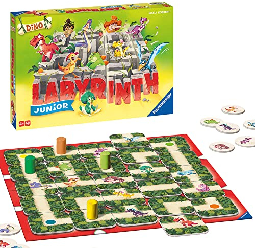 Ravensburger 20980 - Dino Junior Labyrinth - Familienklassiker für die Kleinen, Dino Spiel für Kinder ab 4 Jahren - Kinderspiel geeignet für 2-4 Spieler, Junior-Ausgabe - Geburtstagsgeschenke