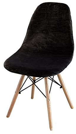 FANSU Luxus Samt Schalenstuhl Bezug Stuhlhussen 1/2/4/6er Set Strech Stuhlbezug Esszimmerstühle Bezug Abnehmbar Waschbar Stuhlbezüge Küchenstühle Husse für Wohnzimmer Büro (Schwarz,6 Stück)