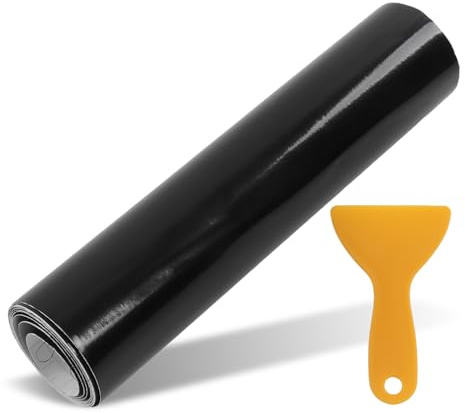 Psytfei Auto Folie Glanz Schwarz Selbstklebende Schutzfolie PVC DIY Blasenfrei Auto Schutzfolie Dekorative Blendstreifen Frontscheibe mit Abe Universel für Auto 140x20cm