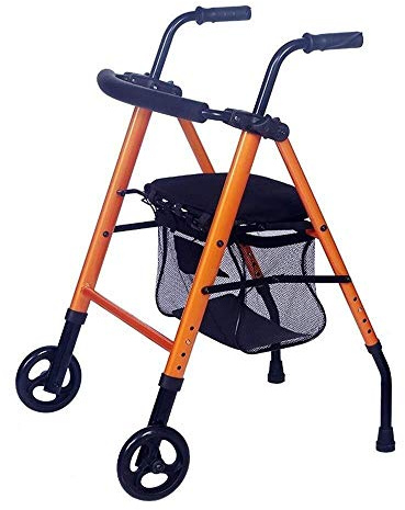 Rollator Gehhilfe für Senioren Rollator Faltbarer Rollator mit Armlehnen, Sitz und Tablettkorb, höhenverstellbarer Aluminium-Zweirad-Gehwagen für ältere und behinderte Menschen