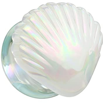 beyoutifulthings Ohr-Plug Muschel Weiß Changierend Glas Ohr-Piercing Ohr-Schmuck Tunnel Double Flare Sattel-Verschluss 6-25mm