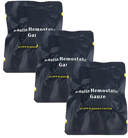 3er-Pack Erste-Hilfe-hämostatische Gaze, komprimierte sterile Gaze, medizinischer Notfallverband für Erste-Hilfe-Kits, hämostatische Kontrollbandage – 3,0 x 4,0 Yards