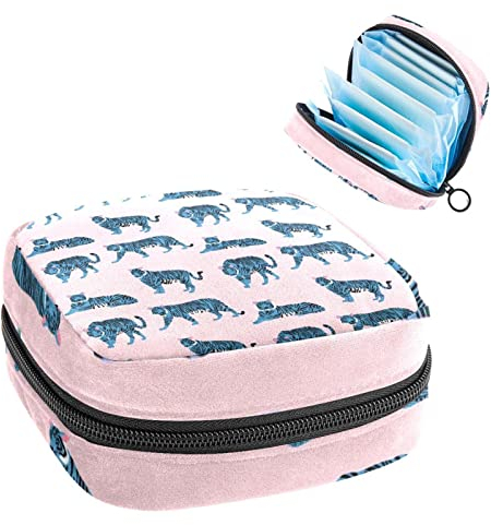 Tiger Pink, Perioden-Tasche, tragbar, Tampon-Aufbewahrungstasche, Tampon-Halter für Geldbörse, femininer Produkt-Organizer, Mehrfarbig, 4.7x6.6x6.6 in/12x17x17 cm