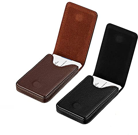 Visitenkartenhalter für Männer und Frauen, PU-Leder, schlankes Kartenetui für Visitenkarten, Kreditkartenetui, Kreditkartenetui, Schwarz, Schwarz / Braun, 2PCS, Minimalistisch