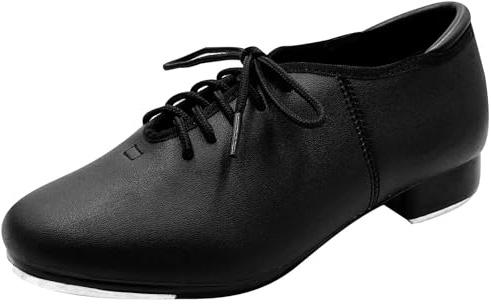 s.lemon Schwarz Leder Tapschuhe Volle Sohle Oxford Steppschuh für Damen Männer Kinder 40