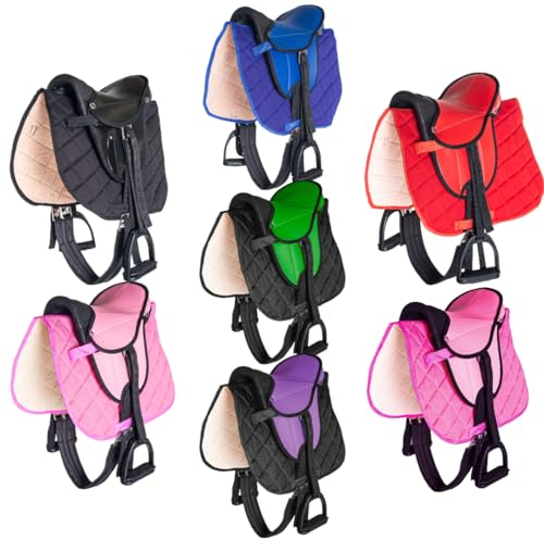 PFIFF 103106 Sattelset für Shettys oder Holzpferde, Komplettset, Kindersattel, Blau