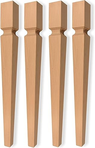 AERREGI SET 4 GAMBE PER TAVOLO IN LEGNO VERNICIABILI A SPILLO PER TAVOLO ROTONDO E QUADRATO H 750mm DIAMETRO 65mm
