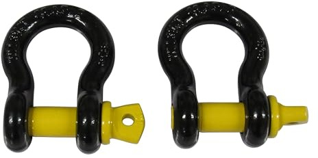 Black Yellow Lifting Bow Shackle Screw Pin 3.25 Ton X2 (3.25T Towing Recovery Connector 3250KG)