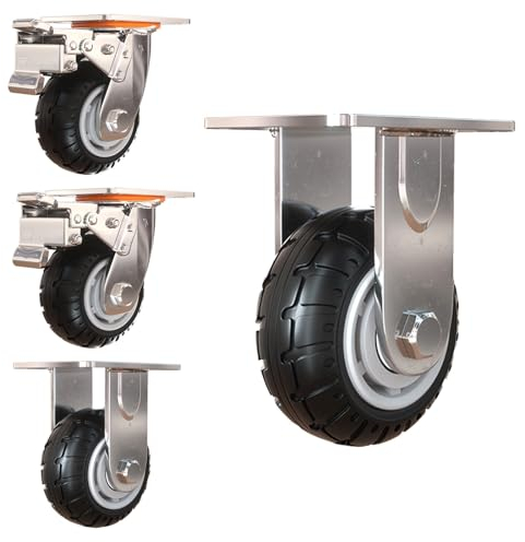 4er Set Lenkrollen Mit Bremse, Möbelrollen Klein Mit Max, Gummierten Räder, Keine Spuren & Leise Verriegelnde Lenkrolle, Doppelrollen für Innen Und Außen ( Size : 4in(2non-steerable 2with brakes) )