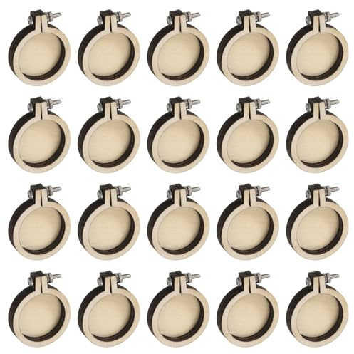 QUARKZMAN 40 st mini broderiram 1,2 tum x 1 tum små runda cirklar trä korsstygn gör-det-själv ring nyckelring display ram