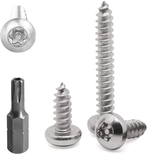 FarDeer Tornillo de fijación de acero M6 inoxidable tornillo de chapa de Seguridad torx tornillo de chapa de Seguridad tornillo de plata antirrobo y a prueba de manipulación. (M6*16mm * 40pcs)