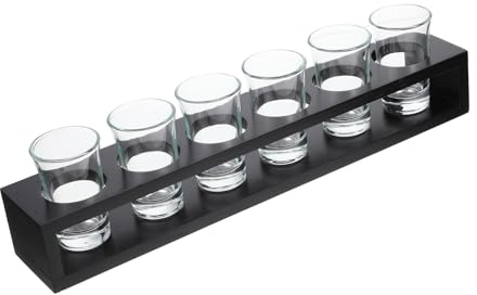 TOPBATHY Vasos De Vidrio Premium Copas Para Vino Cerveza Licor Soporte De Madera Decoración Hogar