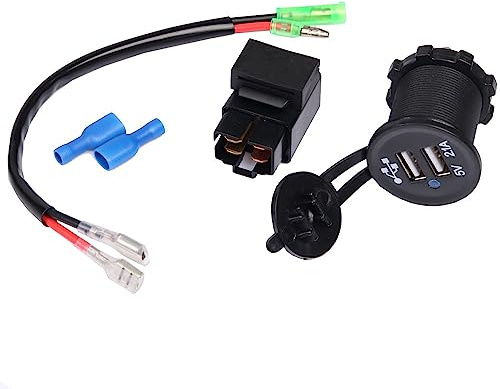 MOQIAOSEIKO Cargadores de baterías Motocicleta Cargador USB Dual con Cargador de batería de relé para Kawasaki Versys650 Versys1000 Ninja400 Ninja650 Versys 650 1000 X300 X650 Ninja 400 650