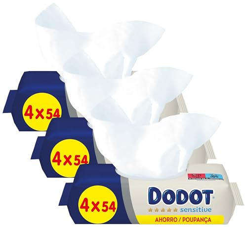 Dodot Toallitas para Bebé Sensitive - Paquete de 12 x 54 Toallitas - Total: 216 Toallitas