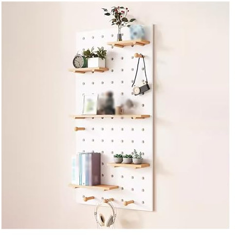 Kit de panneaux perforés d'affichage à montage mural, panneaux perforés en bois, panneau perforé for organisateur mural for chambre à coucher, bureau, salle de bain(Color:White,Size:60x120cm)