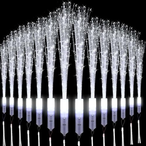 Sunshine smile Leuchtwedel Hochzeit Weiß,72 Stück LED Leuchtwedel Weiss,Leuchtstäbe Glasfaser,Leuchtstäbe für Weihnachten,Party,Konzert,Hochzeit