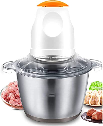 Picadora de carne Procesador de alimentos pequeño eléctrico, Picadora de vegetales de acero inoxidable, Picadora de alimentos for carne, frutas y nueces, 1.2L 200W