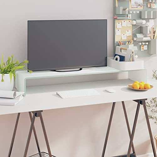 Iiaky TV-Aufsatz/Monitorerhöhung Glas Grün 100x30x13 cm Monitorständer Notebookständer Erhöhung für Fernseher TV
