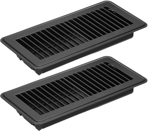 PATIKIL 10 X 4 Pulgadas Rejilla de Suelo, 2 Piezas Cubierta de Ventilación de Aire Resistente de Acero Ajustable Decorativa Rejillas de Suelo Fáciles de Ajustar, Negro