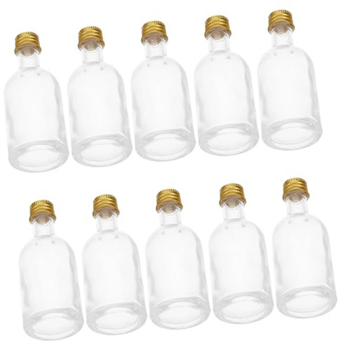 BIUDECO 10stücke Glasflaschen Mit Deckel Kleine Glasflaschen Für Flüssigkeiten Transparente Fläschchen Zum Befüllen Kapazität Tragbare Miniflaschen Zum Mitnehmen