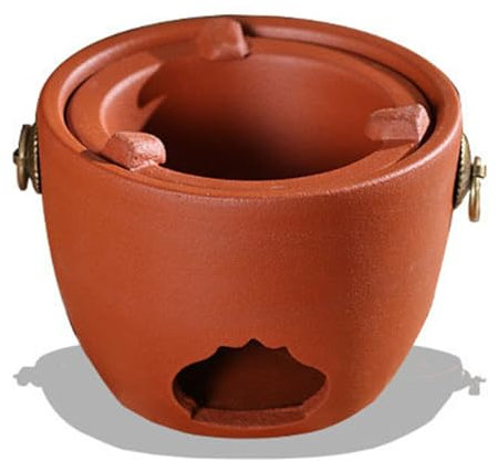ZOLPINL Teekocher aus rotem Ton, Kleiner Grillofen aus Ton, tragbarer Holzkohleofen aus Ton, 6,3 x 4,7 Zoll, Elegantes Aussehen, Keramikdekorationen, für zu Hause