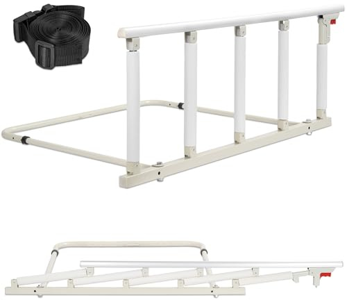 Foldable Bed Rail for Elderly Adults – Adjustable Safety Rail with Assist Handle, Anti-Fall Bed Guard for Seniors, Pregnant & Post-Surgery Patients, Fits King/Queen/Twin/Full Mattresses(118x45CM)