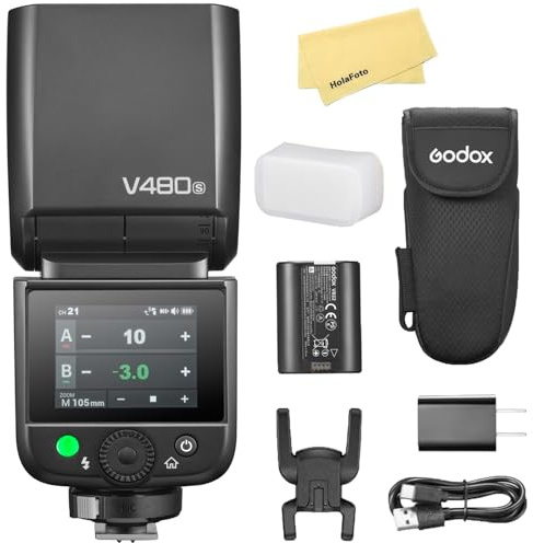 Godox V480S TTL Camera Flash for Sony Camera Flash Speedlite Speedlight Light,GN50,2.4G HSS 1/8000s,7.2V/2200mAh Li-ion Battery,1.7s Recycle Time,650 Full-Power Flashes,10 Levels LED Modeling Lamp