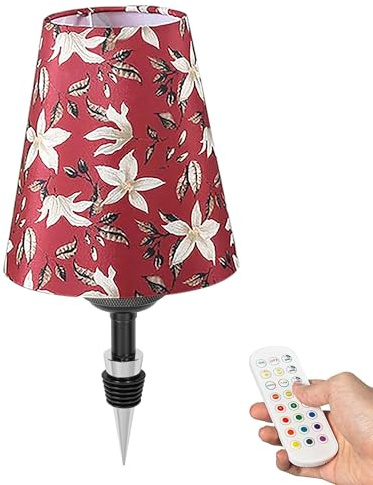 FSLiving LED Akku Flaschenlampe, Stoff Tischlampe kabellos 3.5W, Dimmbar Flaschenlicht mit RGB-Modus und Timer, USB-Aufladbar Tischleuchte für Bar Restaurant DZ0375B