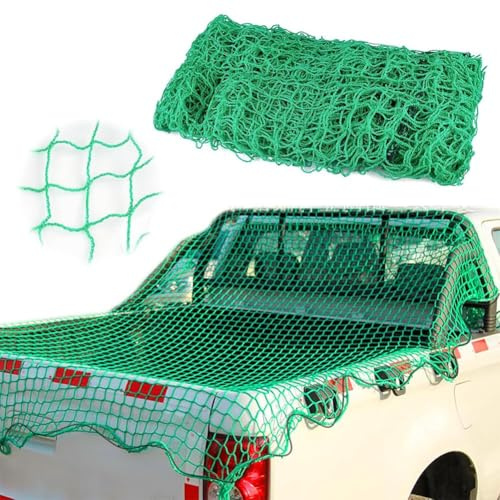 Red elástica de equipaje resistente, malla de amarre resistente, red de carga para caja de camioneta con 15 ganchos, para camionetas, camiones pequeños, tres ruedas (3 x 4 m)