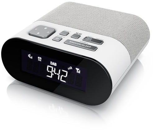 CSL - DAB Plus Radio digital - Radiowecker DAB+ FM UKW - je 20 Speicherplätzen – 16 Lautstärkestufen – Wecker – große Ziffern – Snooze – Abschalttimer – inkl. Netzteil
