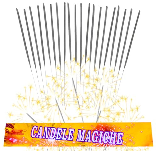10 Candeline Magiche 35 cm Scintille Luminose - Kit 1 Confezione di Bastoncini Scintillanti - Perfette per Matrimonio, Compleanno, Capodanno, Feste All'aperto e Party - Cat. 1