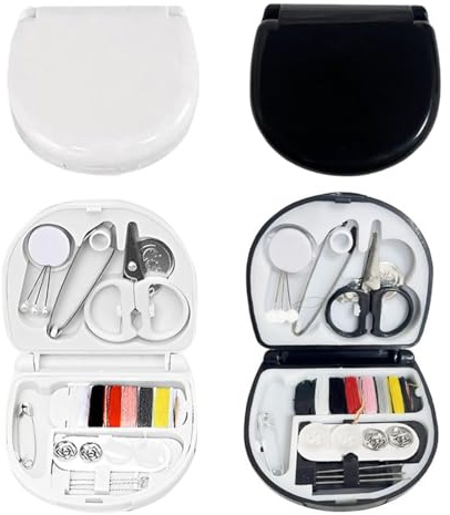 KEQAR Premium Mini Set da Cucito – Ago e Filo per Cucire, Ideale per Viaggiatori, Adulti, Principianti, Emergenze, DIY e Casa (Nero + Bianco)