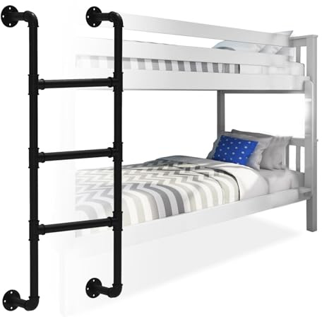 Scaletta per letto a castello in metallo nero, 11,4 cm, 114 cm, 114 cm, 150 cm, 65 cm, 170 cm, in ferro resistente, per casa, loft, soffitta, accesso alla finestra industriale