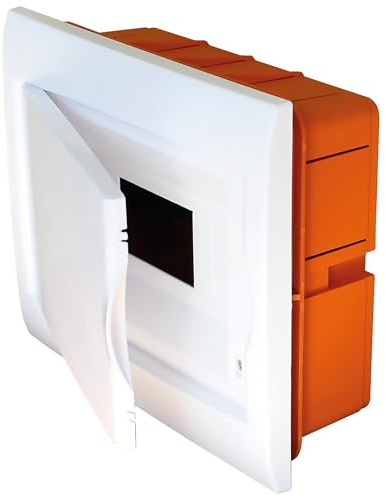 Electraline 60468 Centralino da incasso muratura portello bianco, In tecnopolimero isolante autoestinguente con sportello in policarbonato, 8 moduli, 255x215x75mm, IP40