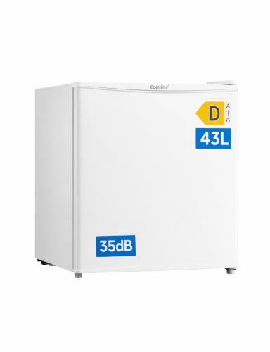 Comfee 43L Mini Kühlschrank, EEK D, 35 dB, 64 kWh/Jahr,Inverter‑Kompressor | mini fridge mit chiller box für Zimmer und Büros, Temperaturregelung, verstellbare Füße, Glanzweiß