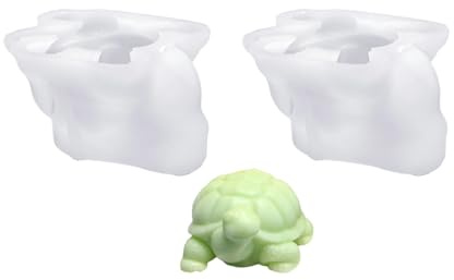 Molde de silicona de tortuga, 2 moldes 3D realistas para la creación de resina, decoración de yeso, decoración de tartas y de oficina