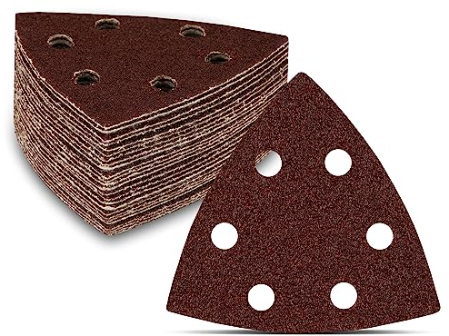Delta-Schleifdreiecke │120 Stück │ 6-Loch │ 93 x 93 x 93 mm │ je 20 x Korn 40/60/80/120/180/240 │ für Deltaschleifer │ Schleifblätter │ dreieckige Schleifpads │ Schleifpapier