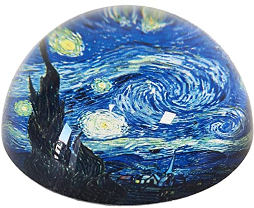 Briefbeschwerer mit Van Gogh-Motiv „Sternennacht“ aus gewölbtem Glas