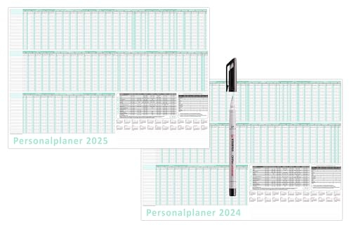 Urlaubsplaner/Personalplaner 2026 + 2027 nass abwischbar mit Folienkaschierung plus Folienstift - DIN B1 Format (700 x 500mm) 22 Mitarbeiter Januar bis März Folgejahr mit Schulferien (gerollt!)