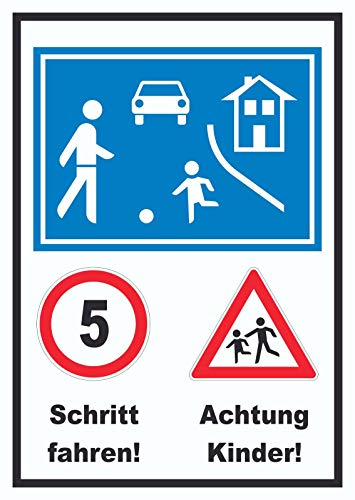 HB-Druck Spielstraße Schrittfahren Achtung Kinder Schild A0 Rückseite selbstklebend