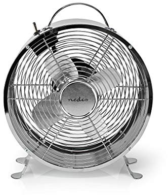 Nedis Ventilateur de table - Fan - 2 vitesses - 20 W - 25 cm - 1,50 m - Métal - Chromé