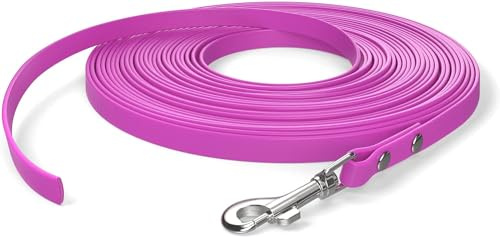 10m Schleppleine, Hundeleine, 1 Karabiner, Magenta, extra schmal, schmutz- und wasserabweisend