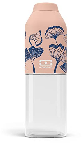 monbento - Bouteille d'Eau MB Positive M Ginkgo 500ml - Gourde Hermétique - Idéale pour Bureau, Sport, Pique-Nique - Sans Bpa - Zéro Déchet - Motif Japonais - Rose et Bleu