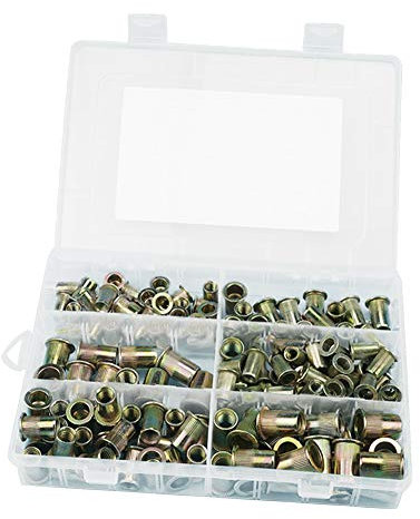 Runxingfu 150 Stück M6 M8 M10 Zink Legierung Möbel Innensechskant Schraube Einsätze Gewindeeinsatz Muttern Sortiment Werkzeug Kit für Holz Möbel