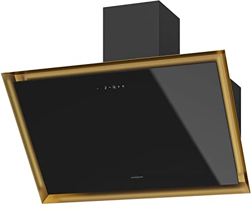 Oranier große Wandhaube 90 cm Aura - schwarze kopffreie Umluft Dunstabzugshaube 4 Stufen - edle Haube mit ORO Lackierung Touch Control & Fernbedienung