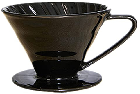 Ceramic Coffee Filter Porcelain Coffee Dripper Filter Funnel (S, Cone Black)