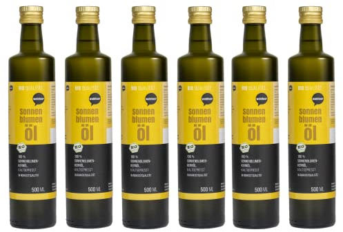 Wohltuer Huile de tournesol bio 6 x 500 ml - Qualité alimentaire brute