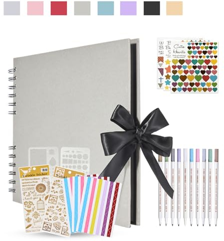 KASZOO Fotoalbum, Fotoalbum zum Selbstgestalten, DIY Fotobuch 80 Seiten, Kann als Abschluss Geschenk, Geburtstagsgeschenk, Hochzeitstagsgeschenk, Valentinstagsgeschenk und mehr verwendet werden, grau